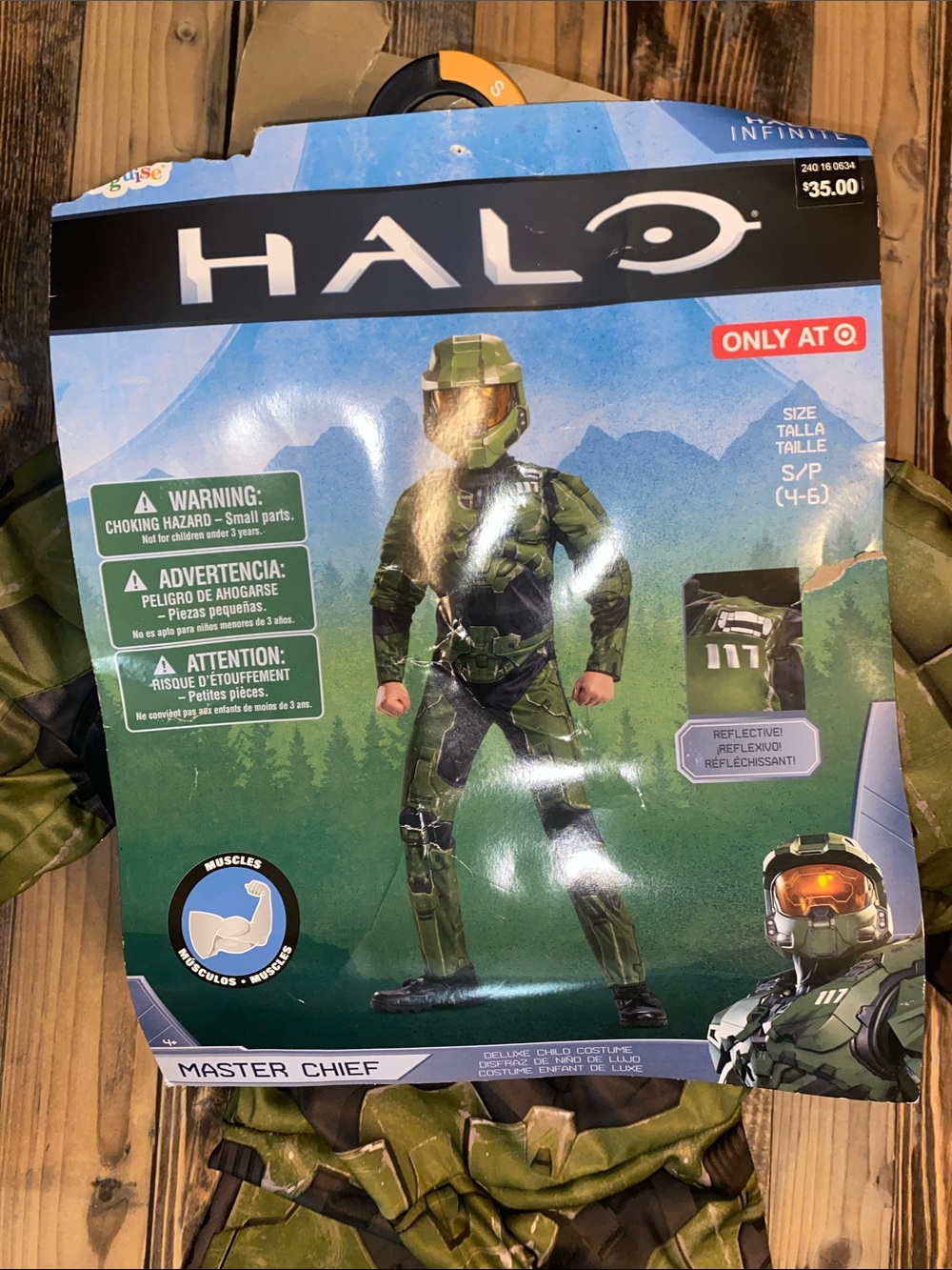 Disguise Halo Master Chief Muscle Costume - Green and Black size small 4-6